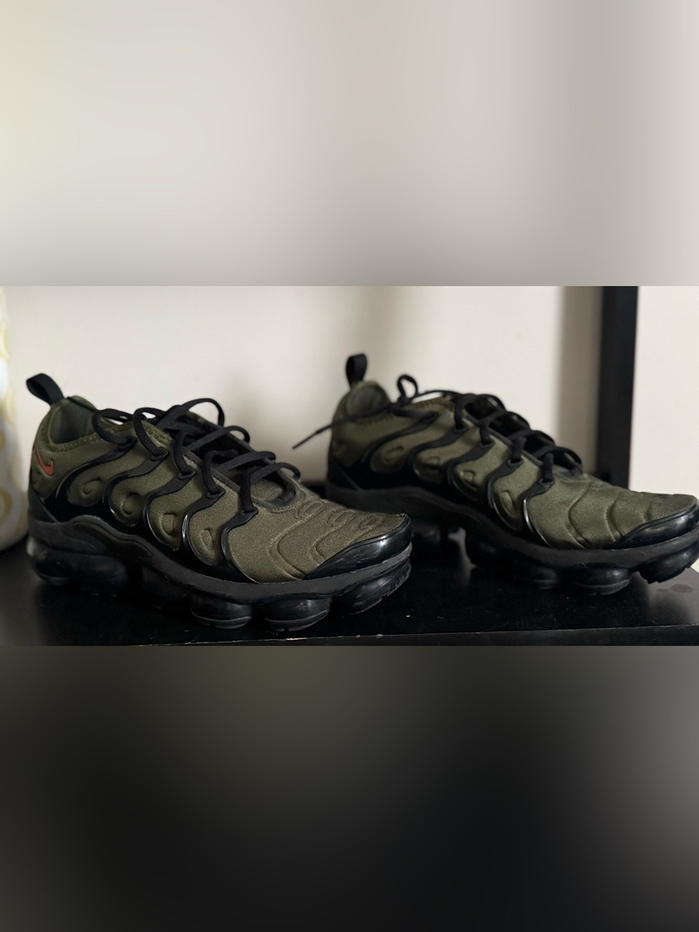 Nike Women's Olive Green and Black VaporMax-Style Sneakers